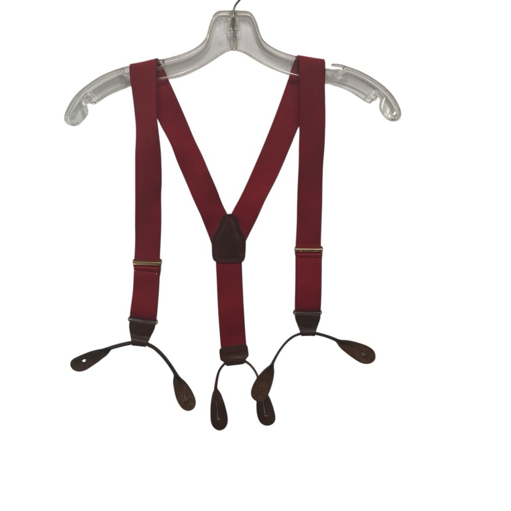 Vintage CAS West Germany Suspenders Red Mens‎ Formal Preppy Adjustable